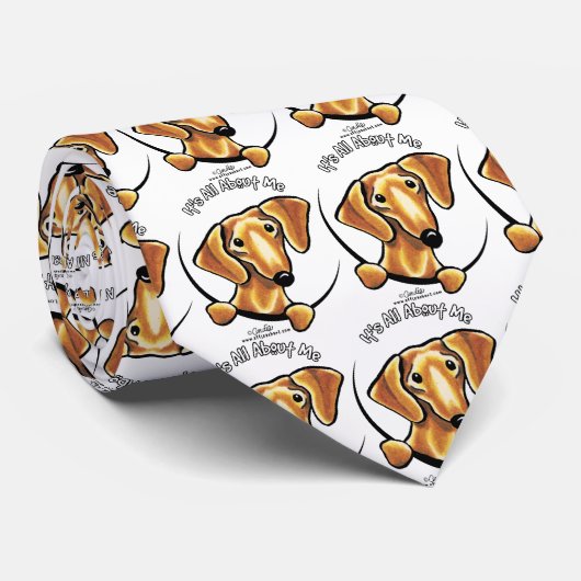 Smooth Red Dachshund heeft alles over mij Stropdas (Opgerold)