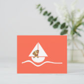 Smooth Red Dachshund Sailboat Red Briefkaart (Staand voorkant)