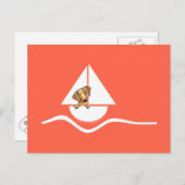 Smooth Red Dachshund Sailboat Red Briefkaart (Voorkant / Achterkant)