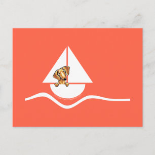 Smooth Red Dachshund Sailboat Red Briefkaart
