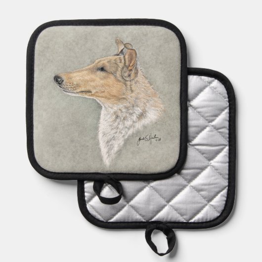 Smooth Sable Collie Art Pannenlap (Voorkant / Achterkant)