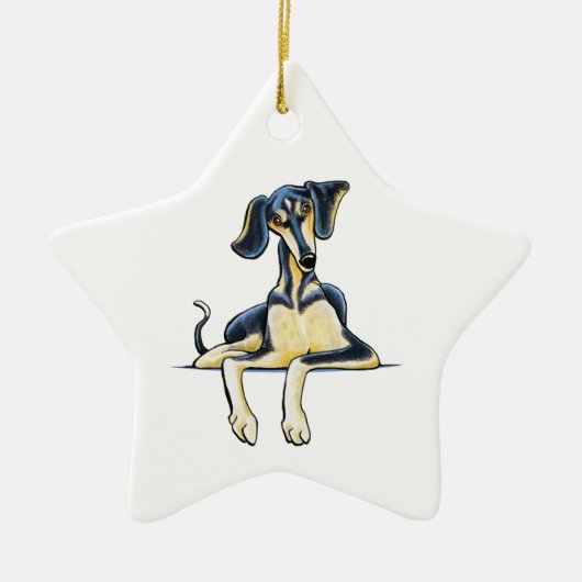 Smooth Saluki Emil Keramisch Ornament (Voorkant)