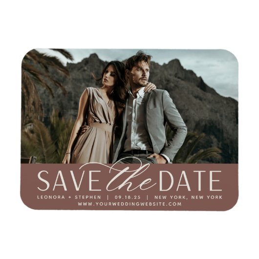 Smooth Script | Horizontal Photo Save the Date Magneet (Horizontaal)
