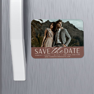 Smooth Script Horizontal Photo Save the Date Magneet
