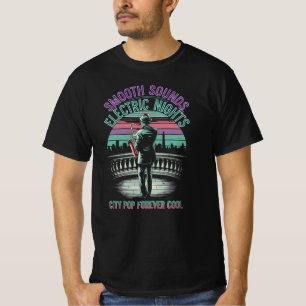Smooth Sounds, Electric Nights – Retro City Pop T-shirt