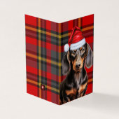 Smooth Teckel Holiday Plaid Kerst Kaart (Buitenkant)