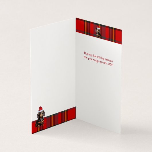 Smooth Teckel Holiday Plaid Kerst Kaart (Binnen)