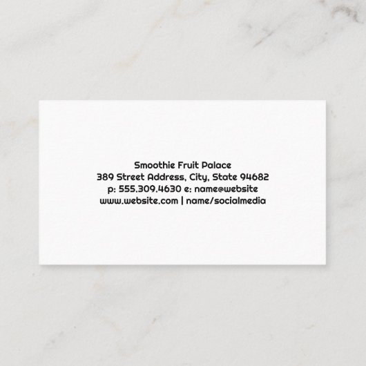 Smoothie bril | vruchten visitekaartje (Achterkant)