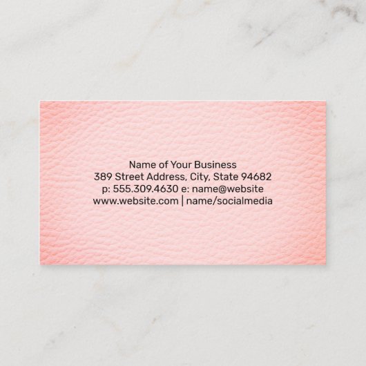 Smoothie Dranken | Roze Leer Visitekaartje (Achterkant)