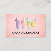 Smoothie Dranken | Roze Leer Visitekaartje (Voorkant)