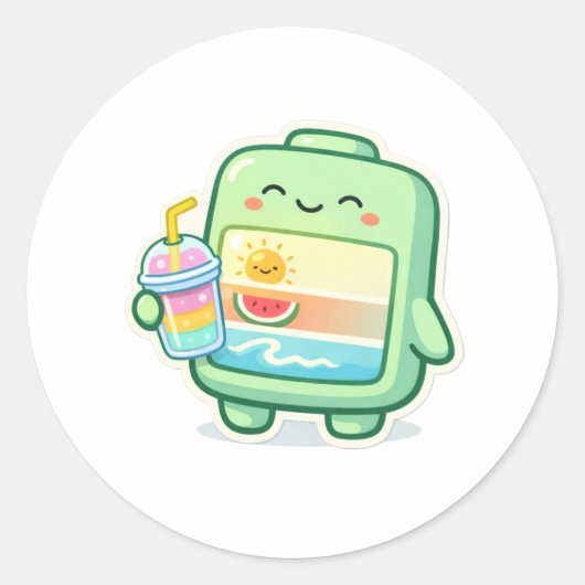 Smoothie Pauze Ronde Sticker (Voorkant)