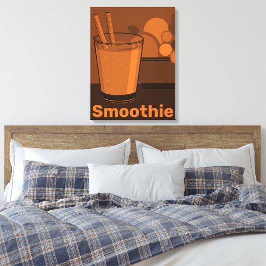 Smoothie Tumbler Black en Oranje Canvas afdrukken (Insitu (Slaapkamer))