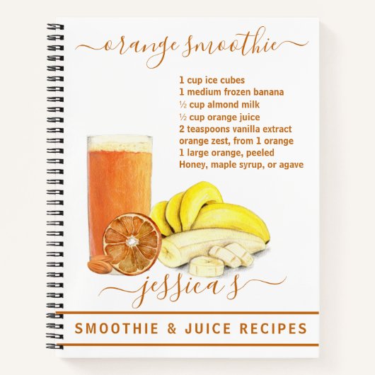 Smoothie Waterverf Recept Juice Fruit Sinaasappel Notitieboek (Voorkant)