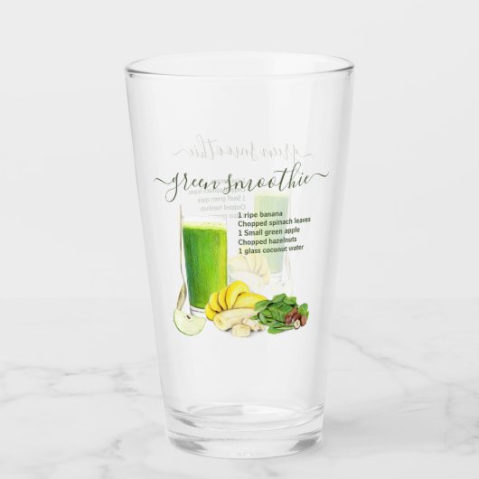Smoothie Waterverf Receptensap Fruit Groen Glas (Voorkant)