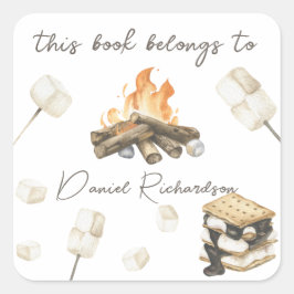 S'more baby shower - dit boek behoort tot vierkante sticker