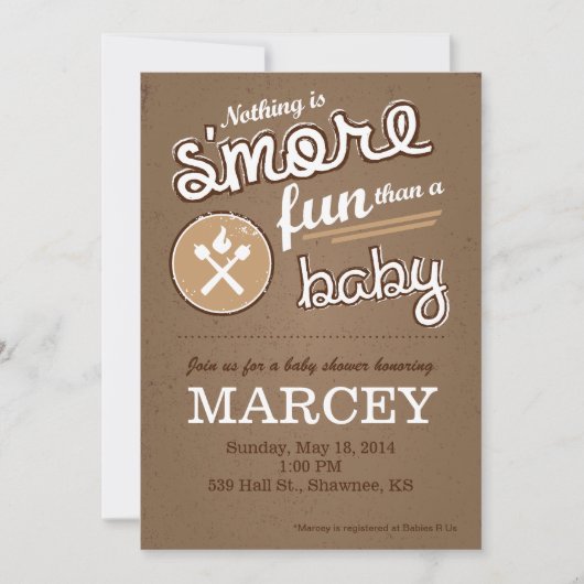 S'more Baby shower Invitation Kaart (Voorkant)
