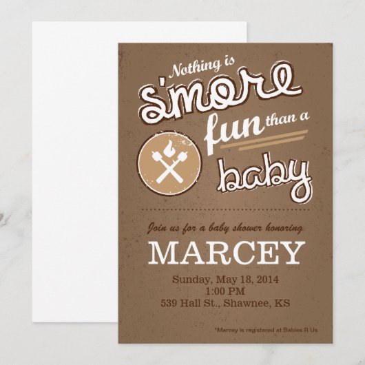S'more Baby shower Invitation Kaart (Voorkant / Achterkant)