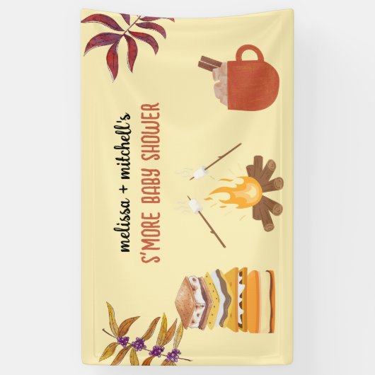 Smore baby shower kampvuur geroosterd marshmallow spandoek (Verticaal)
