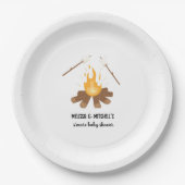 Smore baby shower kampvuur koppels baby shower papieren bordje (Voorkant)