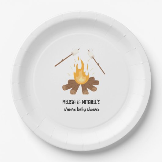Smore baby shower kampvuur koppels baby shower papieren bordje (Voorkant)