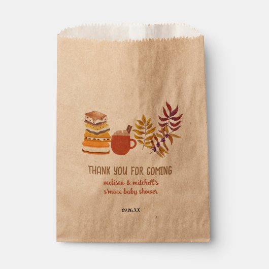 S'more Baby shower kampvuurval bladeren dank u Bedankzakje (Voorkant)