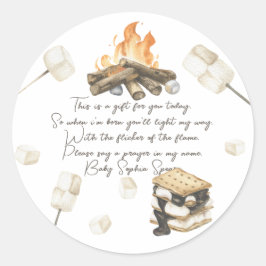 S'more baby shower - Label voor gebedskaars