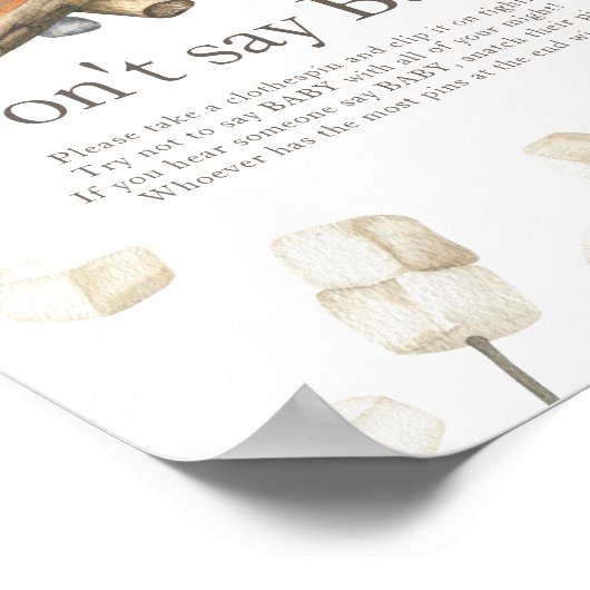 S'more baby shower - Zeg geen baby Poster (Hoek)