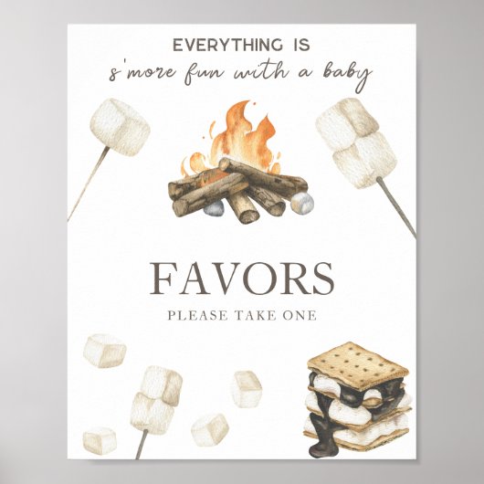 S'more-babyborrel met kampvuur - Cadeautjes Poster (Voorkant)