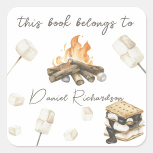S'more babyfeest - dit boek is van vierkante sticker
