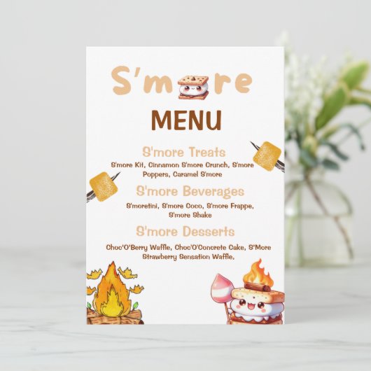 S'more Bar Menu Smore Bar S'mores Station Uit (Staand voorkant)