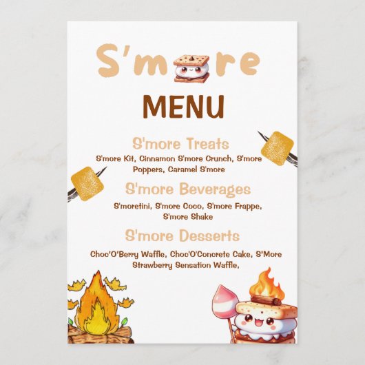 S'more Bar Menu Smore Bar S'mores Station Uit (Voorkant)