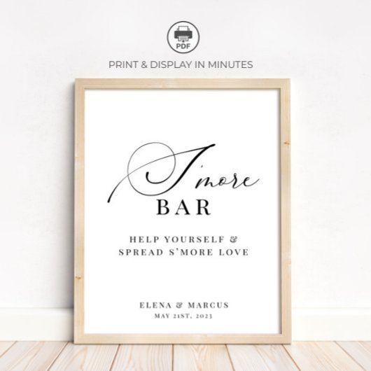 S'more Bar Wedding Elegant Modern Poster