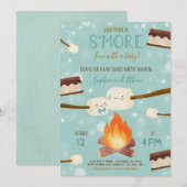 S'more Blue Boy Bonfire Baby shower Kaart (Voorkant / Achterkant)