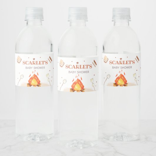 S'more Bonfire Baby shower Waterfles Etiket (Flessen)