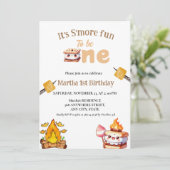 S'more Bonfire Smore Eerste Verjaardag Kaart (Staand voorkant)
