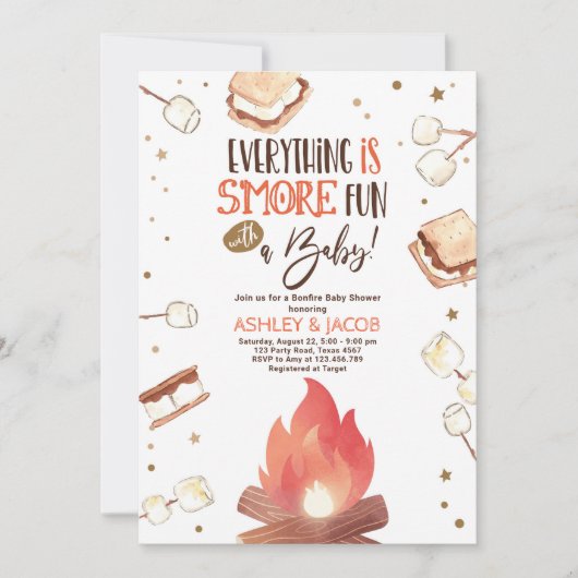 S'more Bonfire Smore Fun Couples Baby shower Kaart (Voorkant)