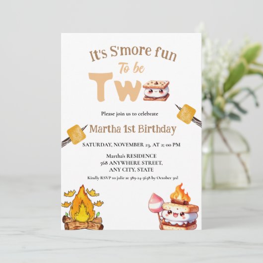 S'more Bonfire Smoressecond Birthday Kaart (Staand voorkant)