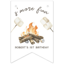 S'more-campfeest verjaardagsfeestje 1 jaar vlaggetjes