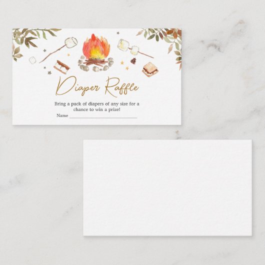 S'more Campfire Baby Shower Diaper Raffle Informatiekaartje (Voorkant / Achterkant)