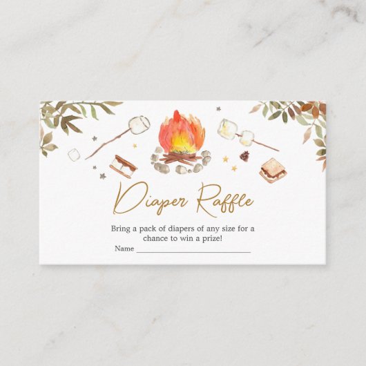 S'more Campfire Baby Shower Diaper Raffle Informatiekaartje (Voorkant)