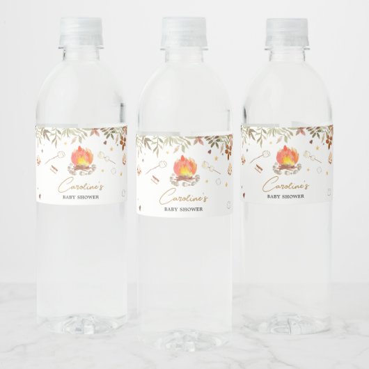 S'more Campfire Baby shower Waterfles Etiket (Flessen)