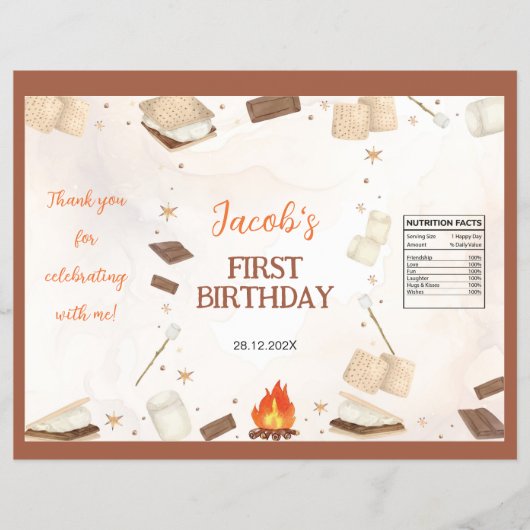 S'more Campfire Camping Verjaardag Chip Bag Wrappe Flyer (Voorkant)