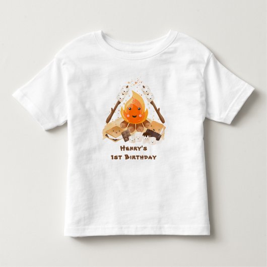 S'more Campfire Leuke Verjaardag Kinder Shirts (Voorkant)