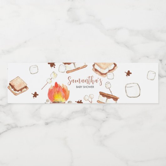 S'more Camping Baby shower Waterfles Etiket (Enkel label)