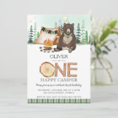 S'more Camping Beer ONE Happy Camper 1st Birthday Kaart (Staand voorkant)