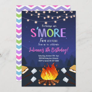 S'more Camping S'more Bonfire Uitnodiging voor ver