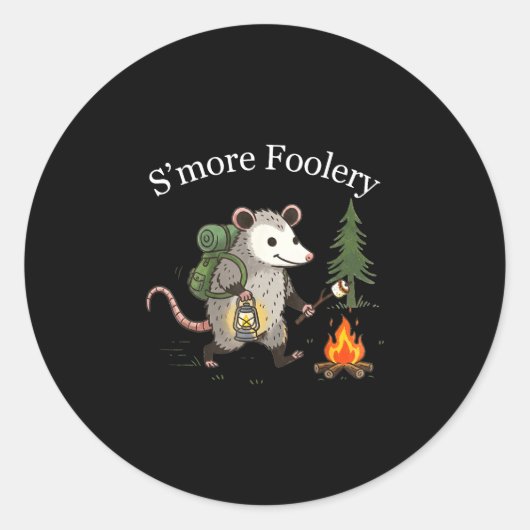 S'more dwaasheid opossum marshmallow grappig kampv ronde sticker (Voorkant)