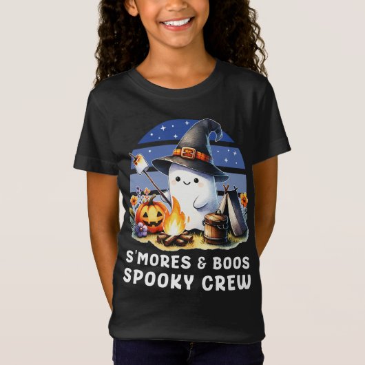 Smore en Boos Spooky Crew Ghost Camping Halloween T-shirt (Voorkant)