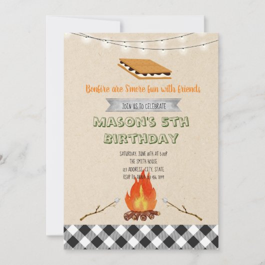 S'more-feest uitnodiging (Voorkant)