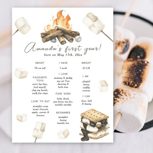 S'more fun 1st Birthday Milestone Verjaardagsfeest Poster
